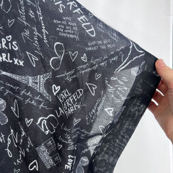 Karl Lagerfeld Paris Navy Blue Open Front Logo Graffiti Kimono Size OS - Picture 8 of 9